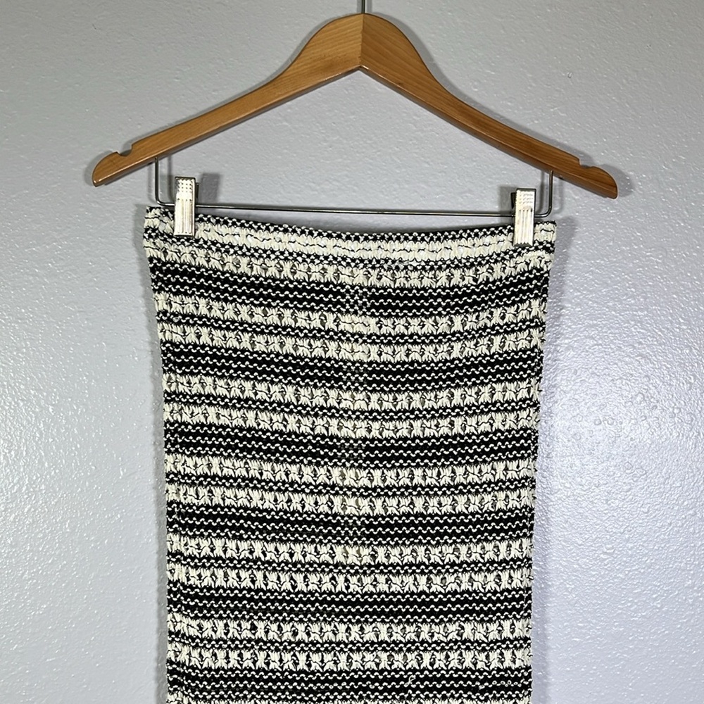 Cream & black crochet fringe swim coverup skirt S| resort boho vacation festival - Picture 6 of 13